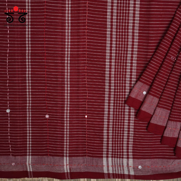 Chettinad Hand - Embroidered Cotton Saree