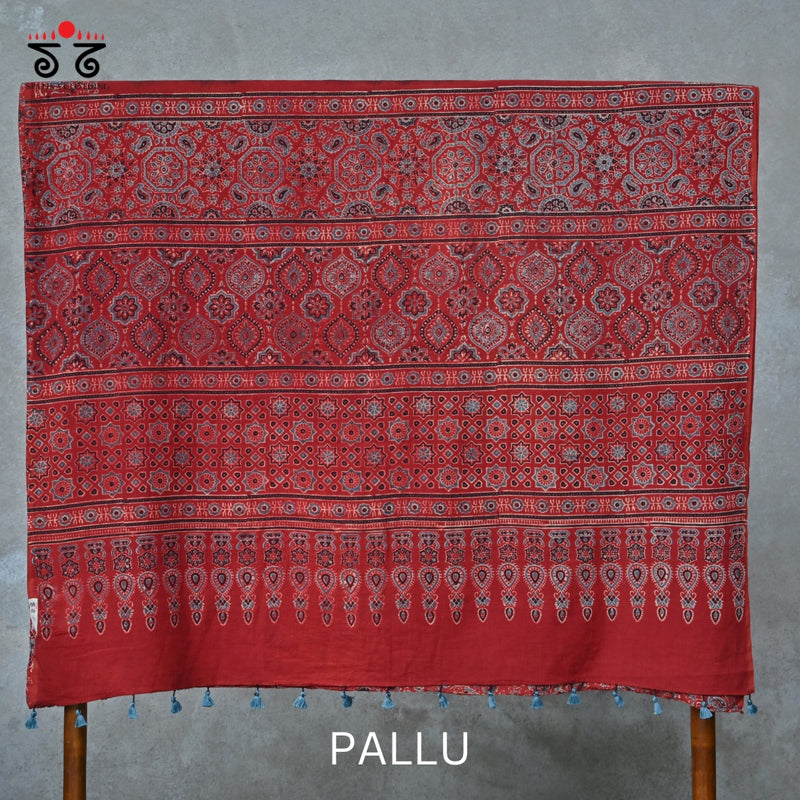 Ajrak Bandhani on Mulmul Cotton Saree