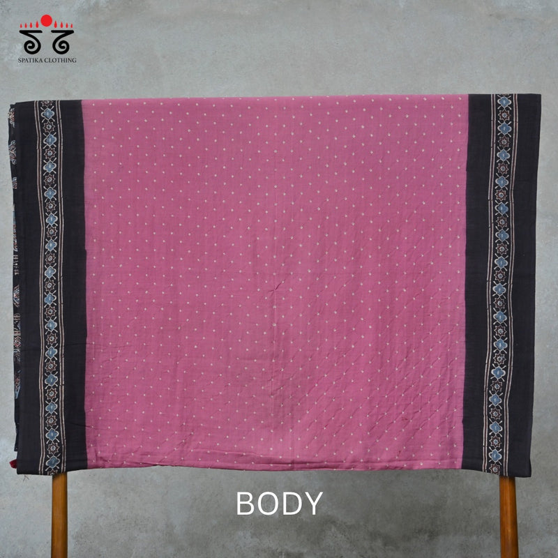Ajrak Bandhani on Mulmul Cotton Saree
