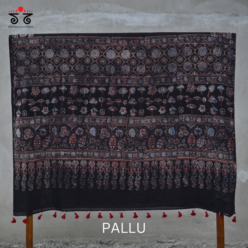 Ajrak Bandhani on Mulmul Cotton Saree