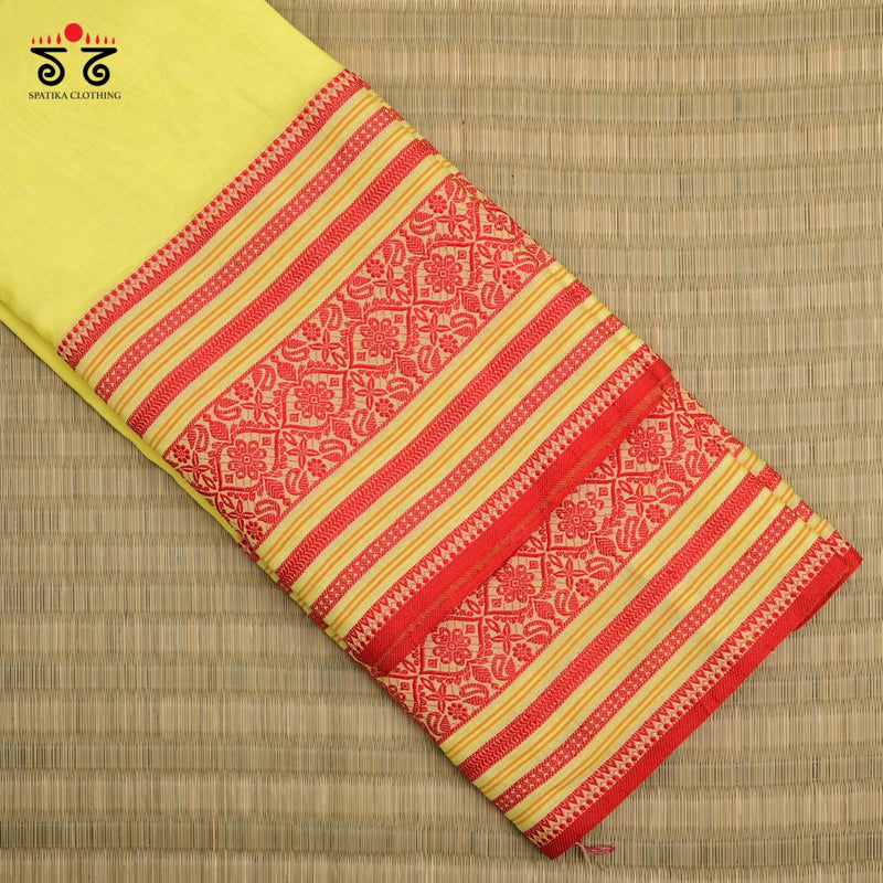 Handwoven Bengal Cotton Saree - Nakshi Border