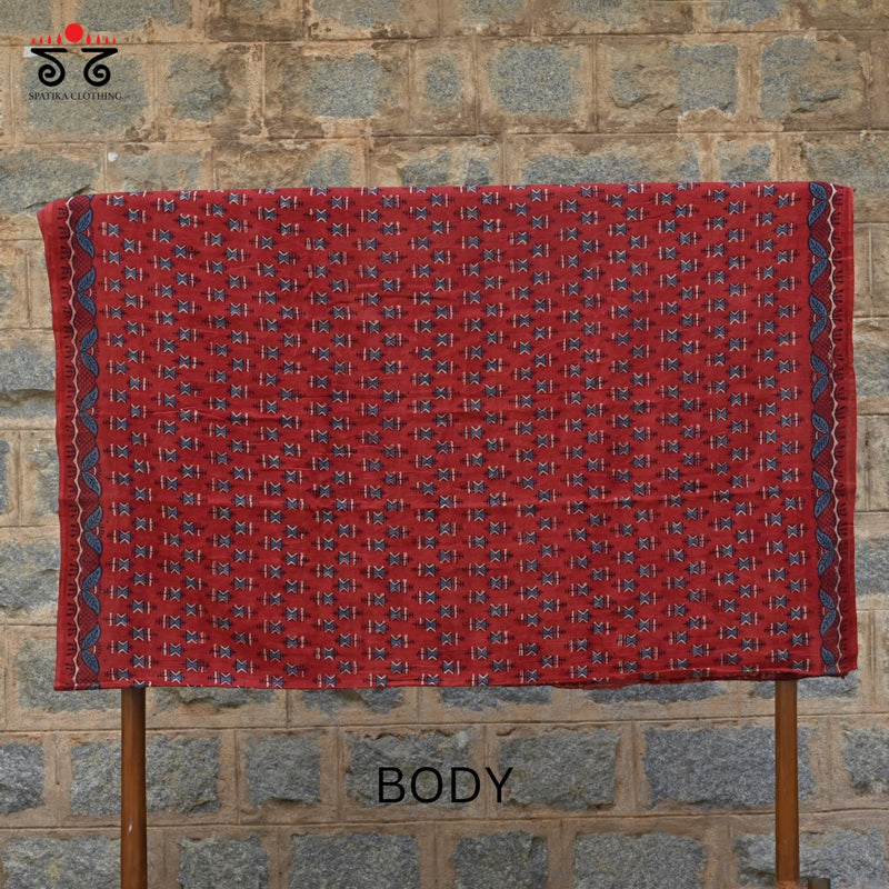 Ajrak on Mulmul Cotton Saree