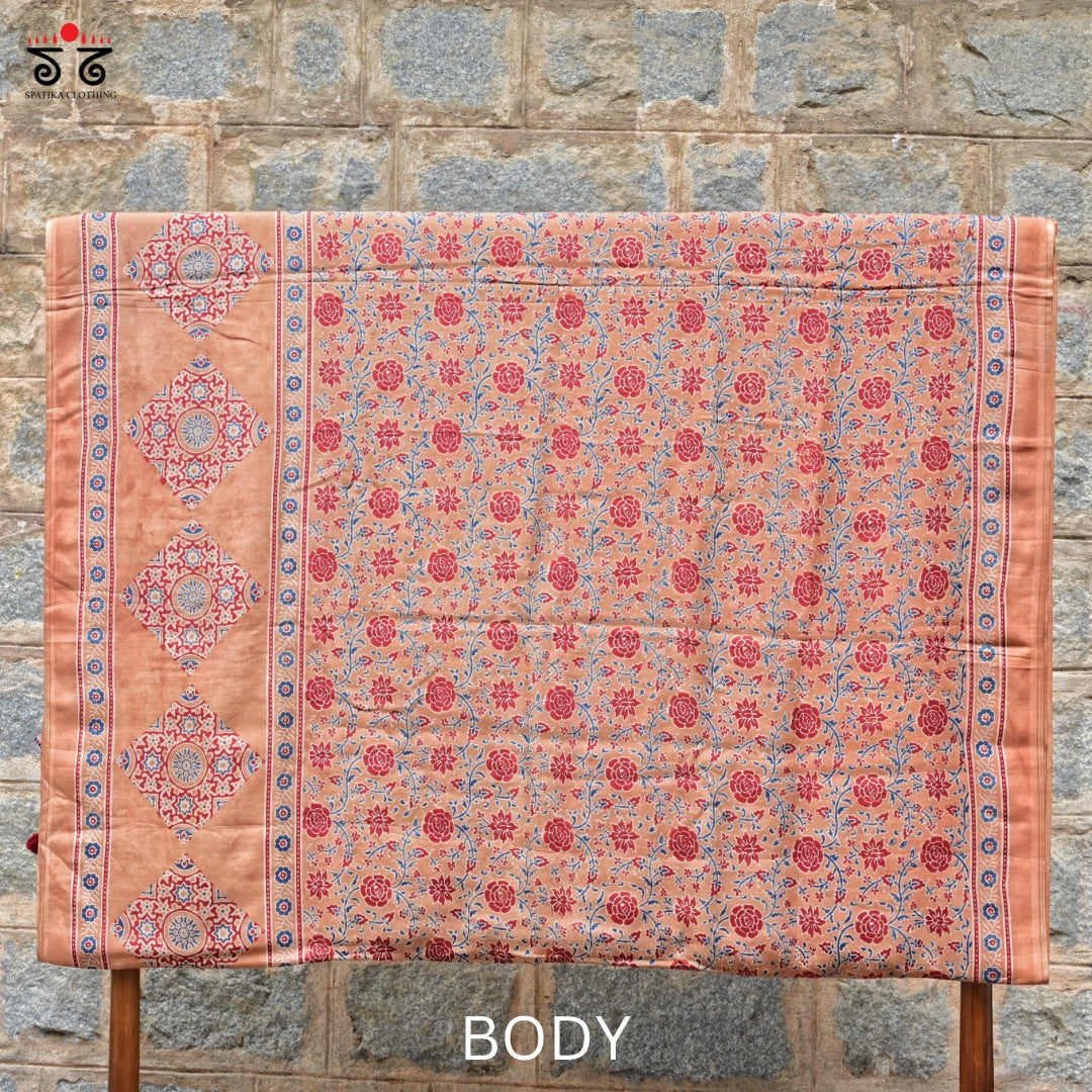 Ajrak on Modal Silk Cotton Saree