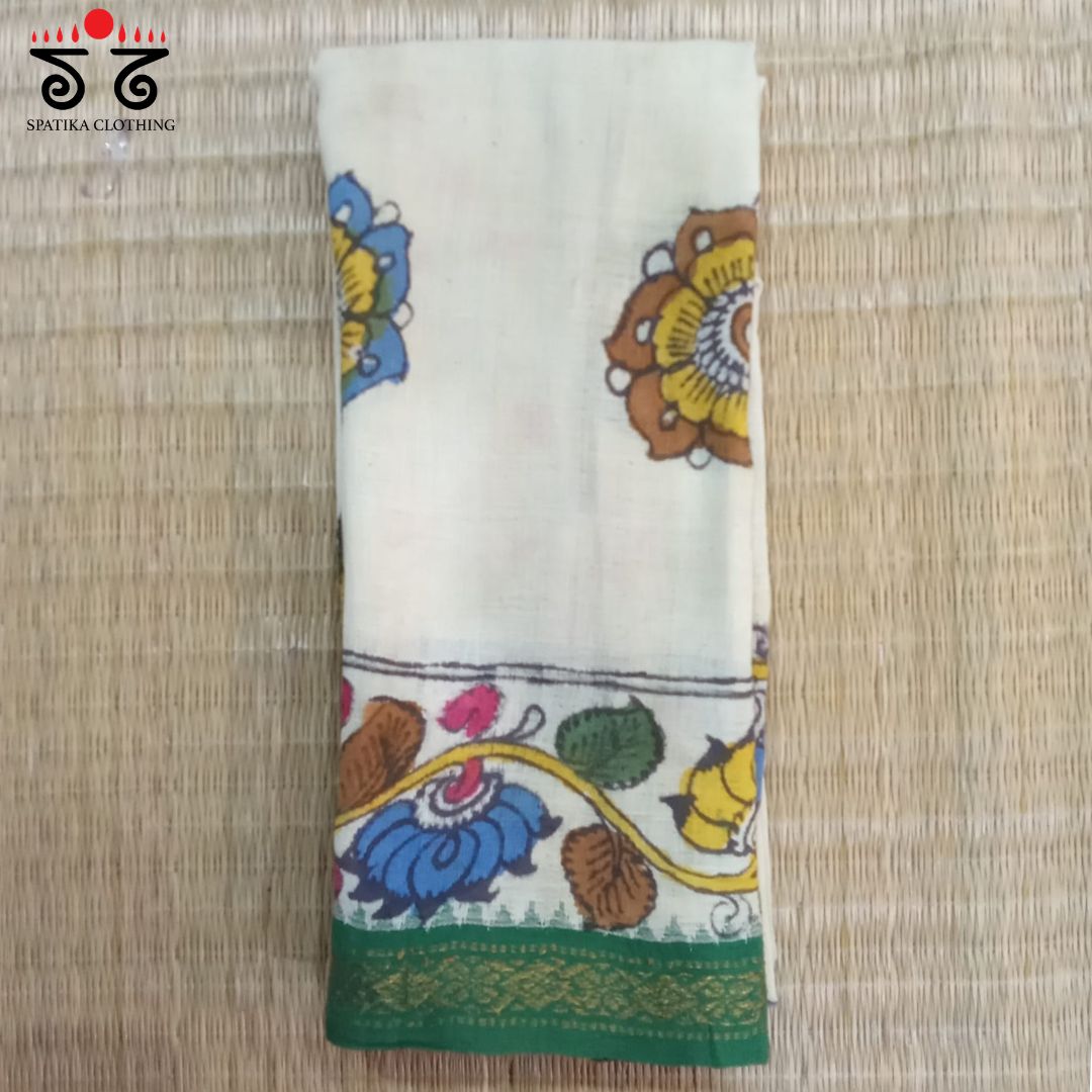 Kalamkari On Off White Ponduru Blouse Fabric