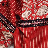 Red Half & Half Bagru Blouse - New Version