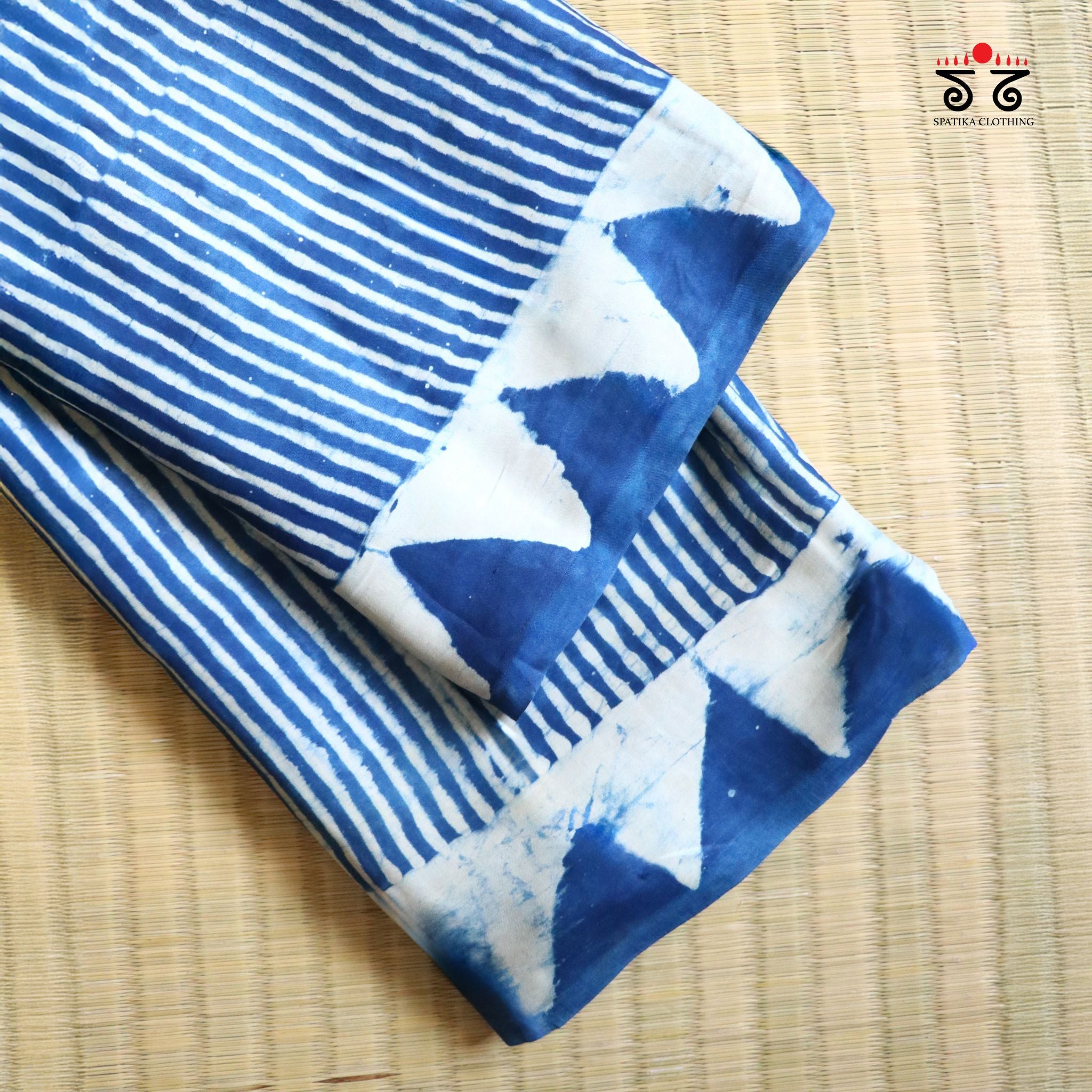 Indigo Handblock Printed Modal Saree