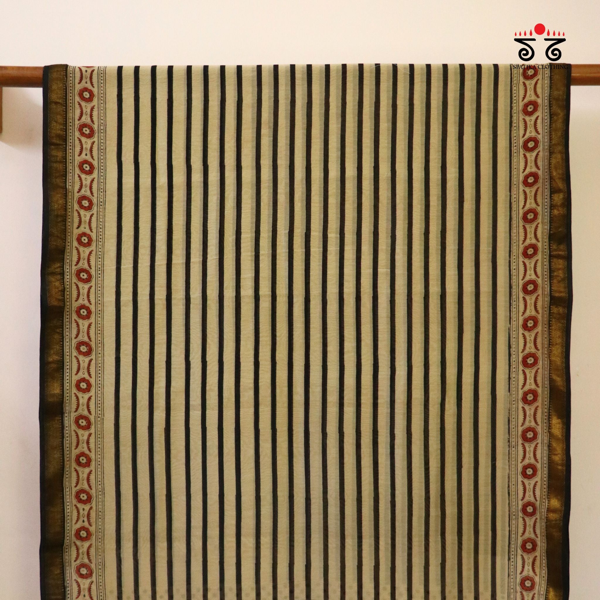 Handblock Printed Maheshwari Silk-Cotton Saree