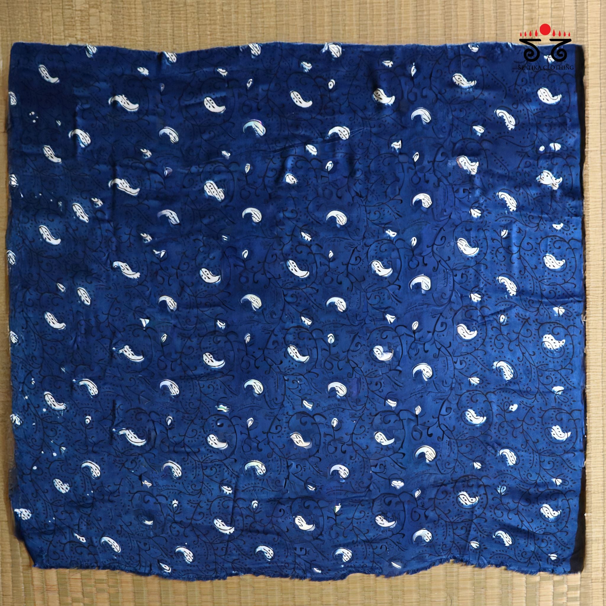 Indigo Handblock Printed Modal Saree