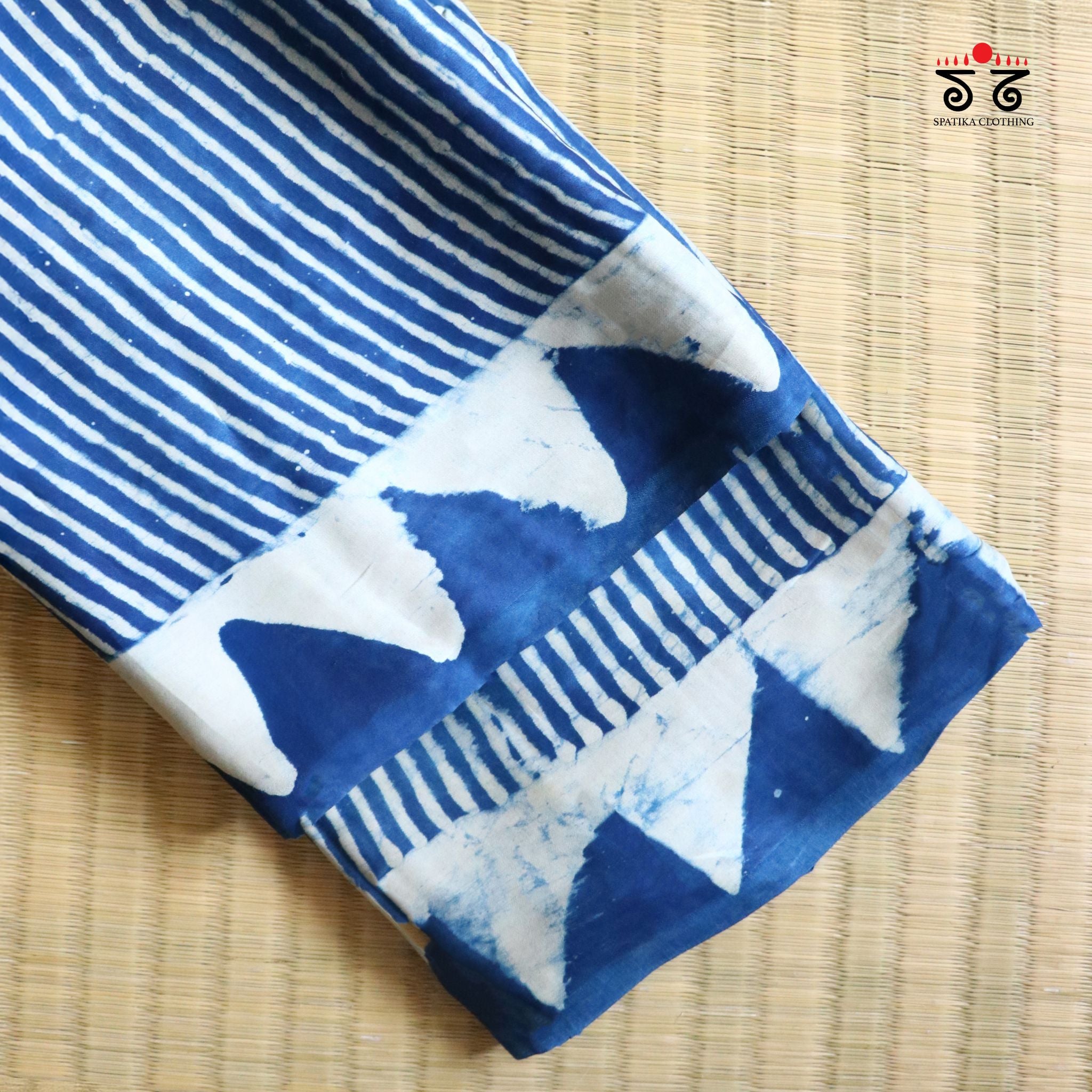 Indigo Handblock Printed Modal Saree