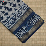 Hand block Print on Maheshwari Silk Cotton Saree