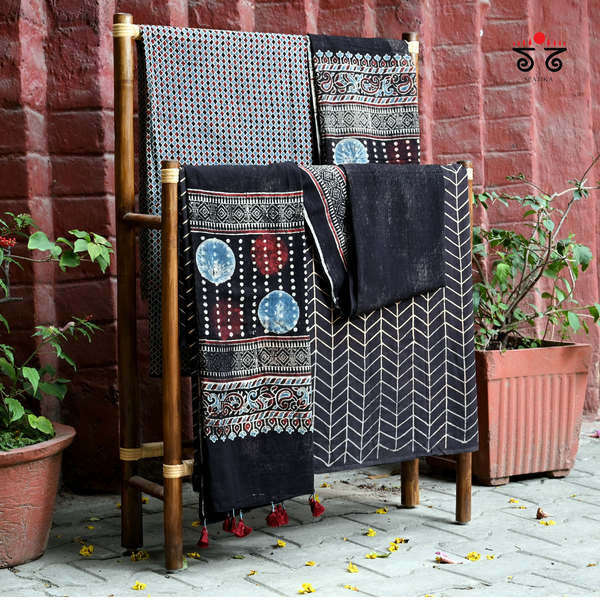 Ajrak Hand - Blockprinted Fabric Set Of 3