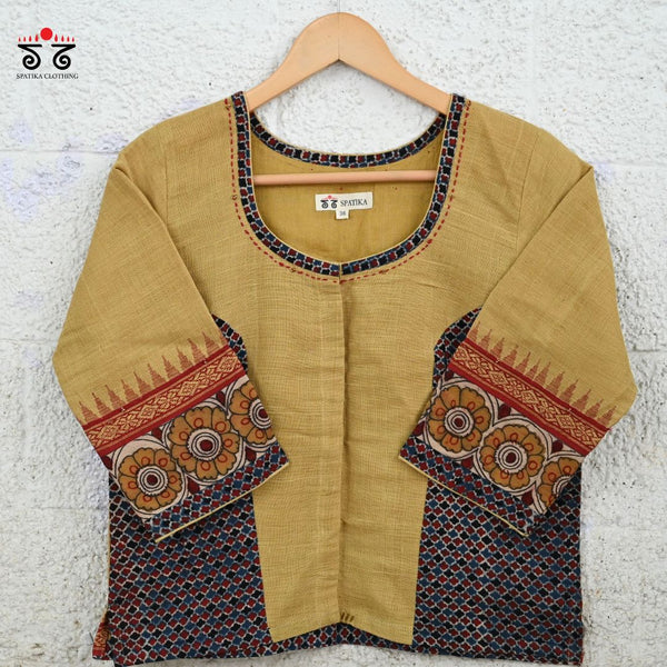 Lord Ganesha Pen Kalamkari Crop Top