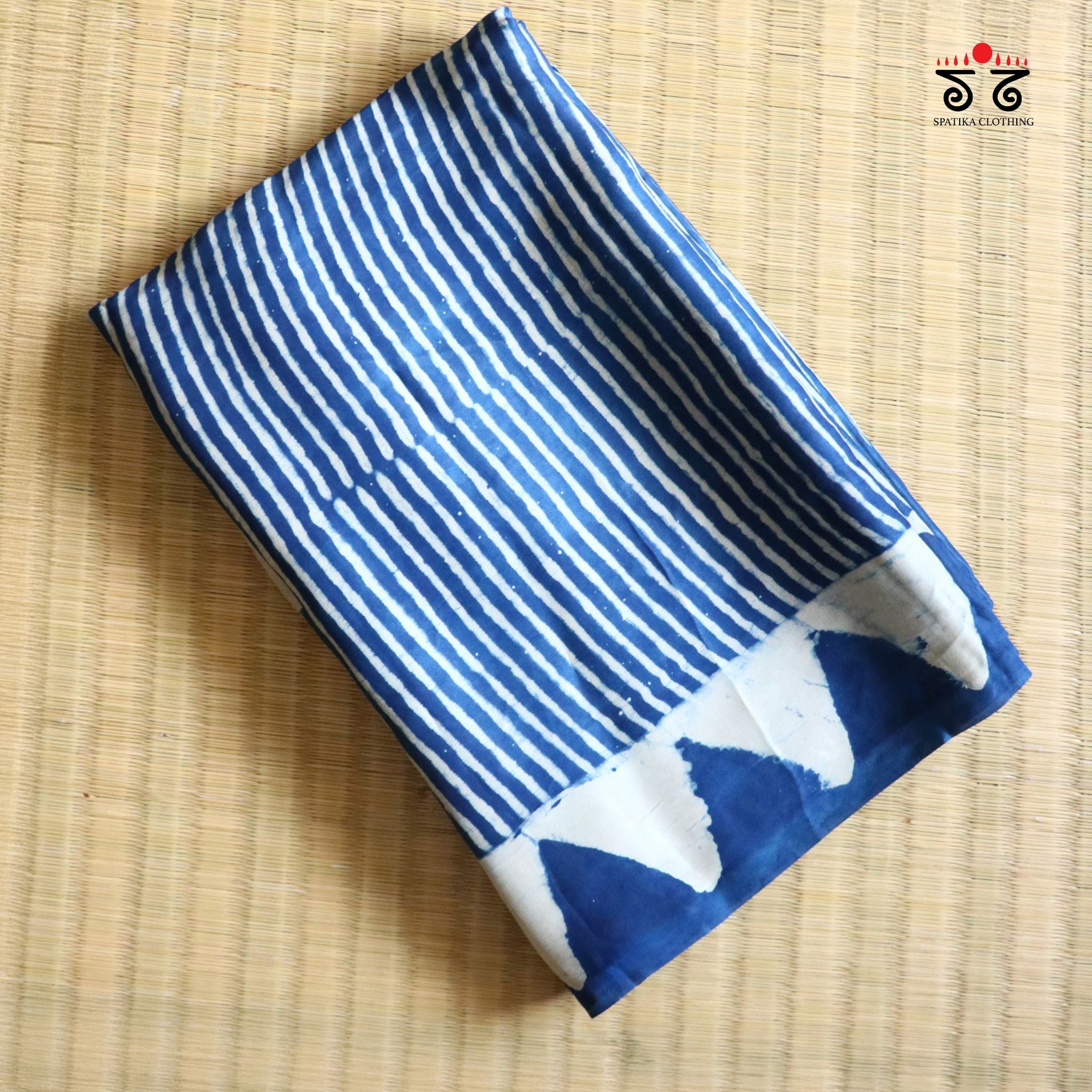 Indigo Handblock Printed Modal Saree