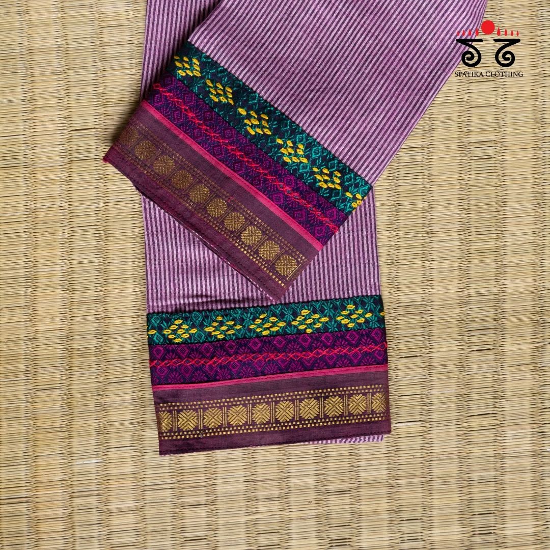 Striped Hand Embroidered Blouse Fabric