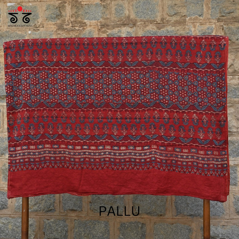 Ajrak on Mulmul Cotton Saree