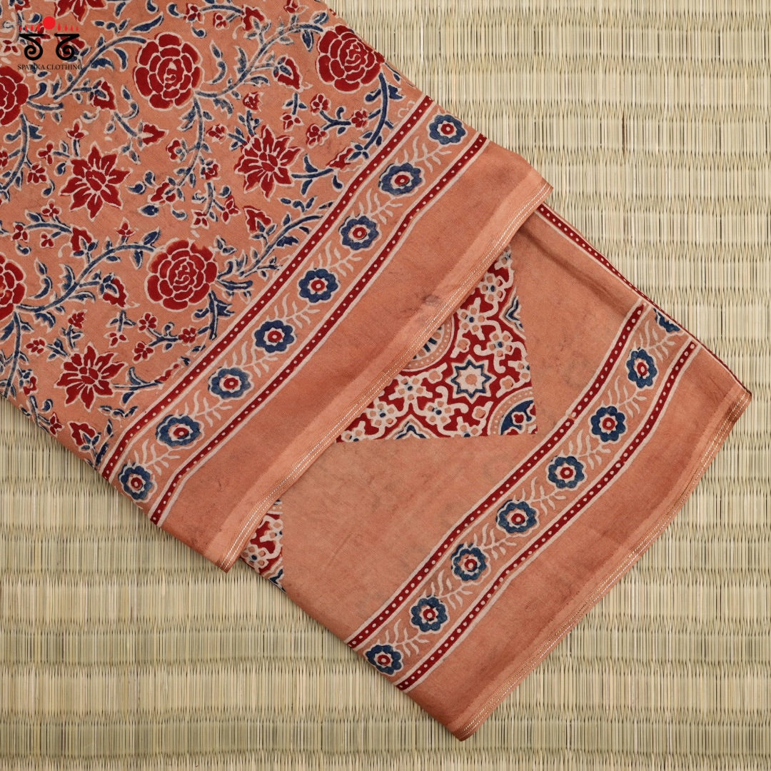 Ajrak on Modal Silk Cotton Saree