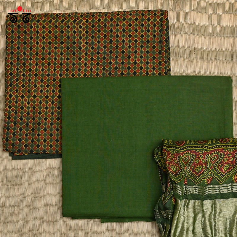 Ajrak Hand - Blockprinted Fabric Set Of 3