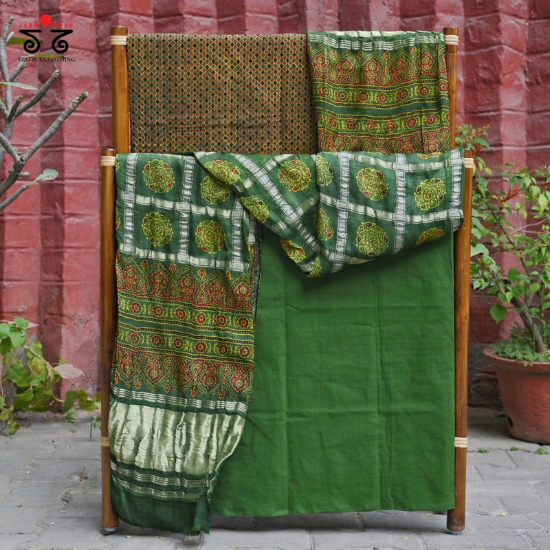 Ajrak Hand - Blockprinted Fabric Set Of 3