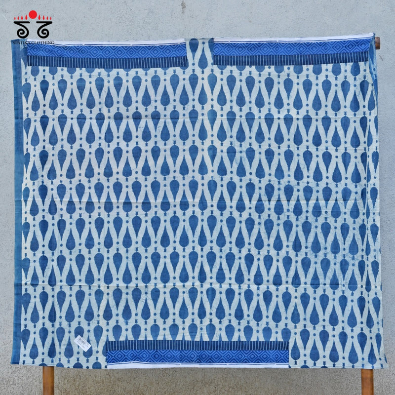 Indigo Ajrak Hand - Block Printed Blouse Fabric