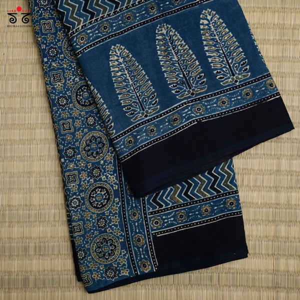 Ajrak on Mulmul Cotton Saree