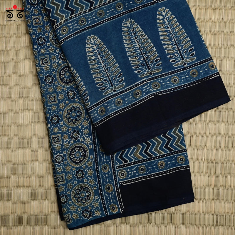Ajrak on Mulmul Cotton Saree