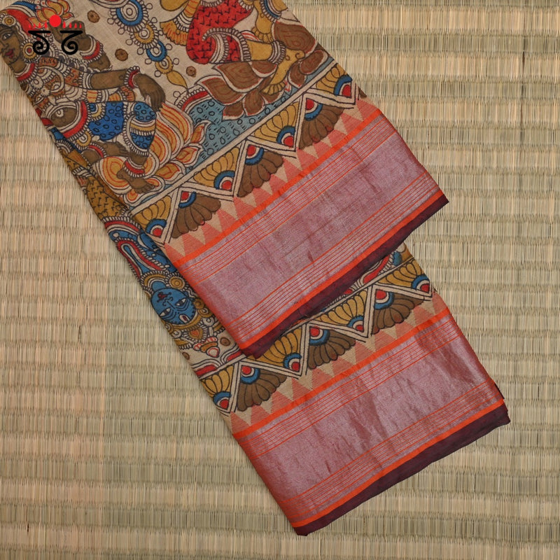 Pen Kalamkari on Ponduru Saree
