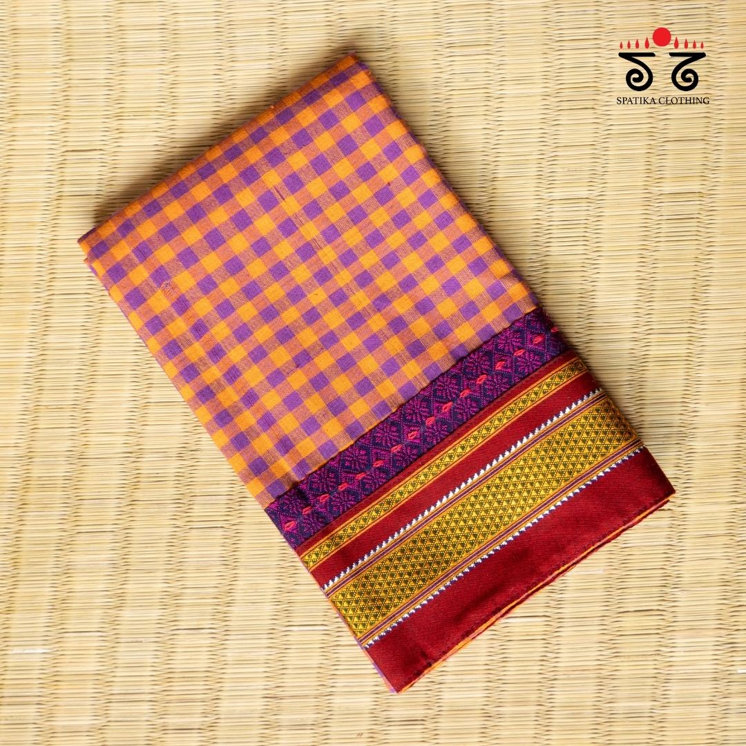 Checkered Hand embroidered Blouse Fabric