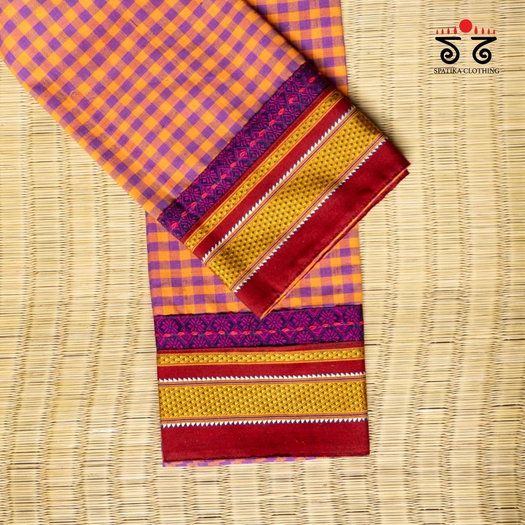 Checkered Hand embroidered Blouse Fabric