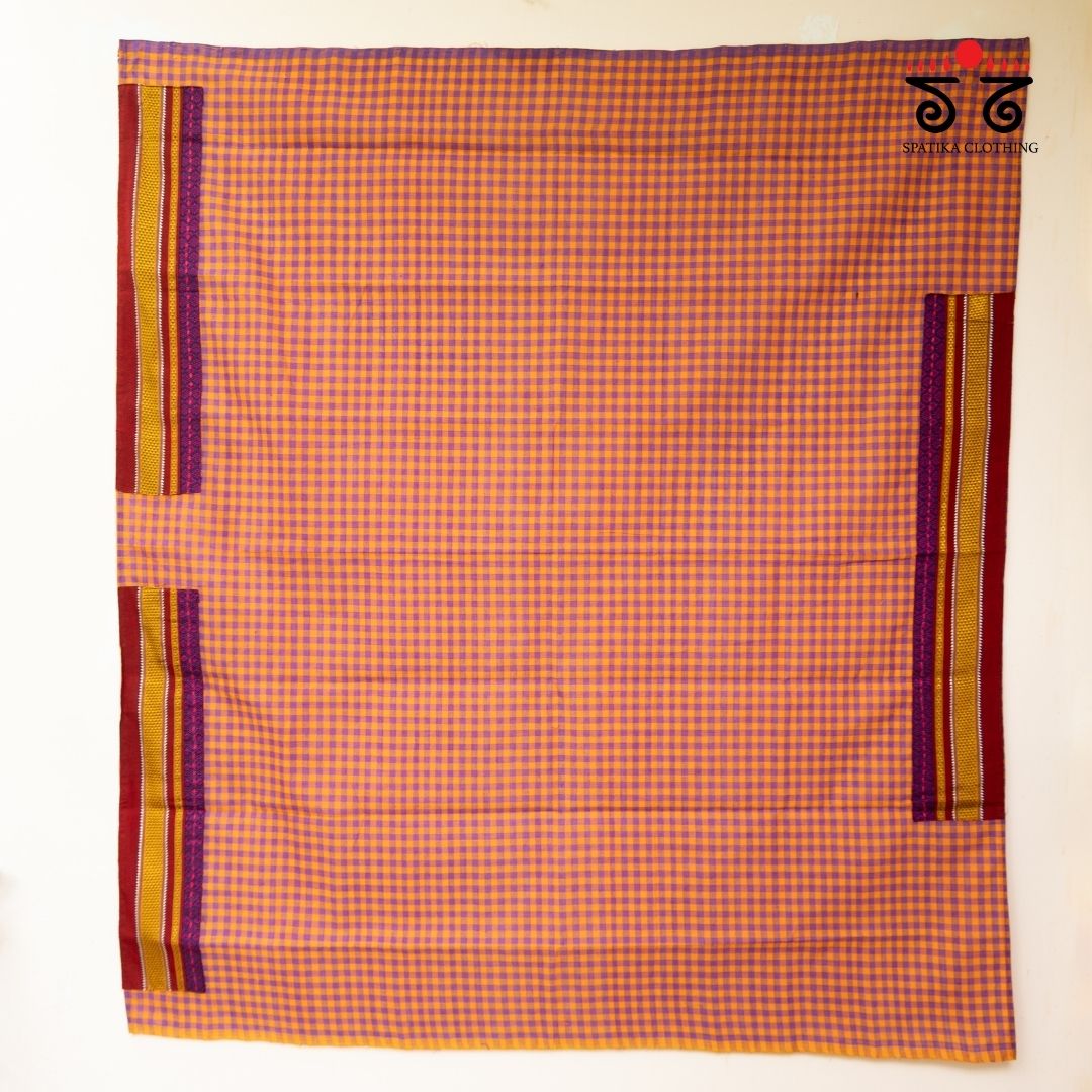 Checkered Hand embroidered Blouse Fabric