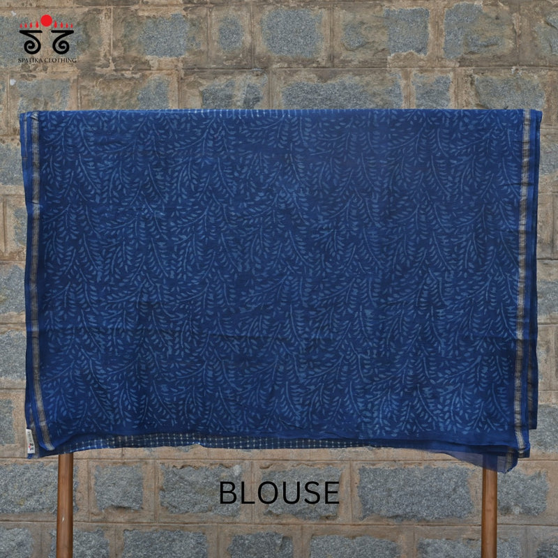Hand block Print on Chanderi Silk Cotton Saree