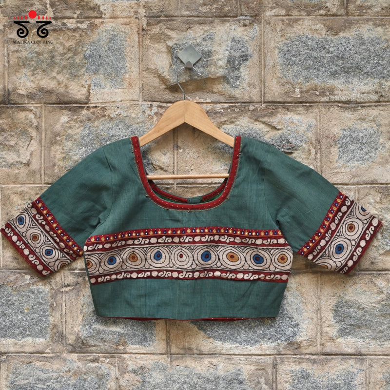 Boondh Pen Kalamkari Handembroidered  Blouse