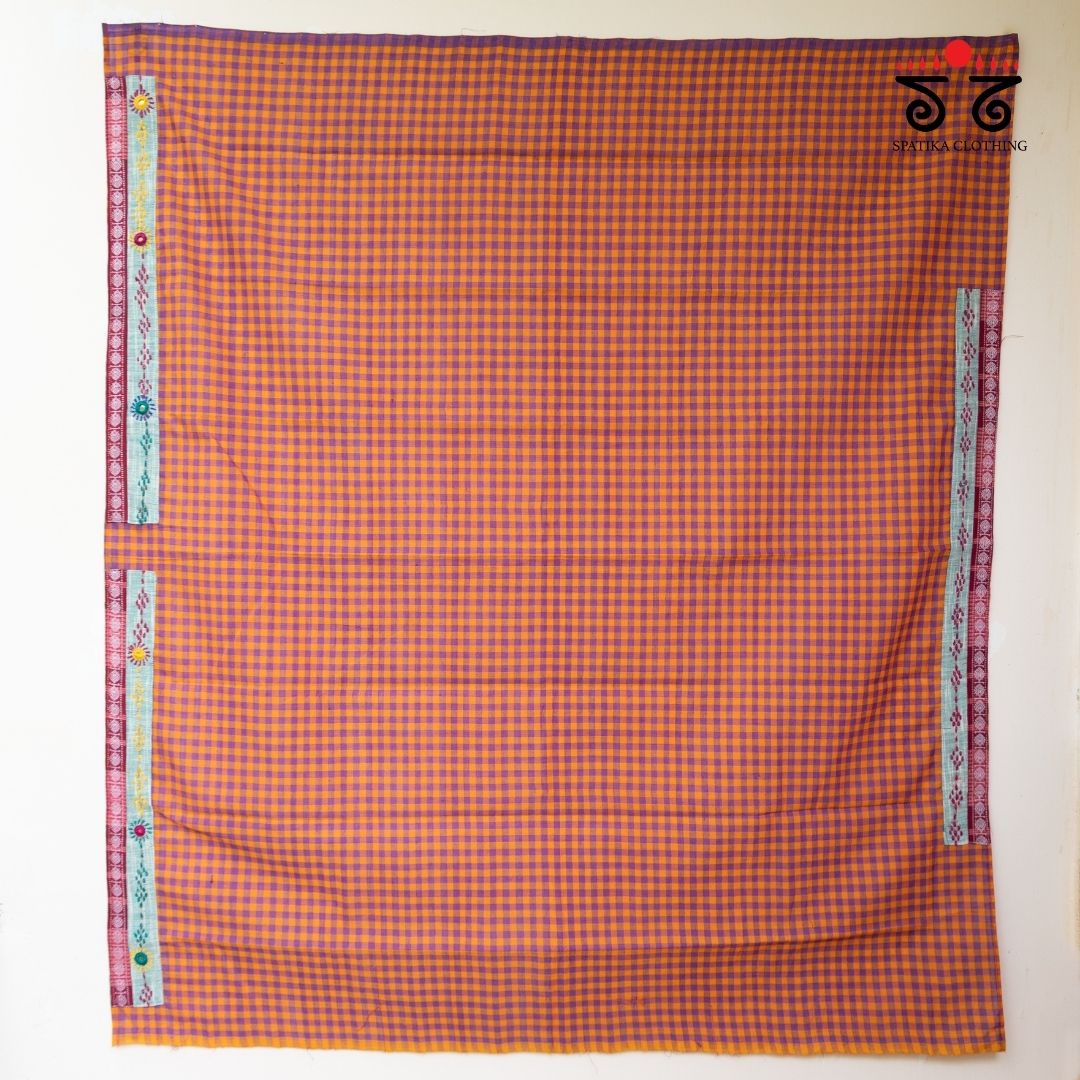 Checkered Hand embroidered Blouse Fabric