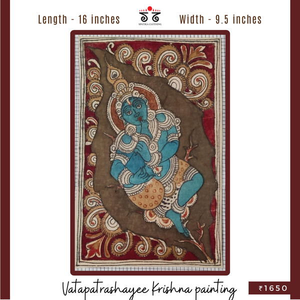 Vatapatrashayee Krishna Pen-Kalamkari Painting