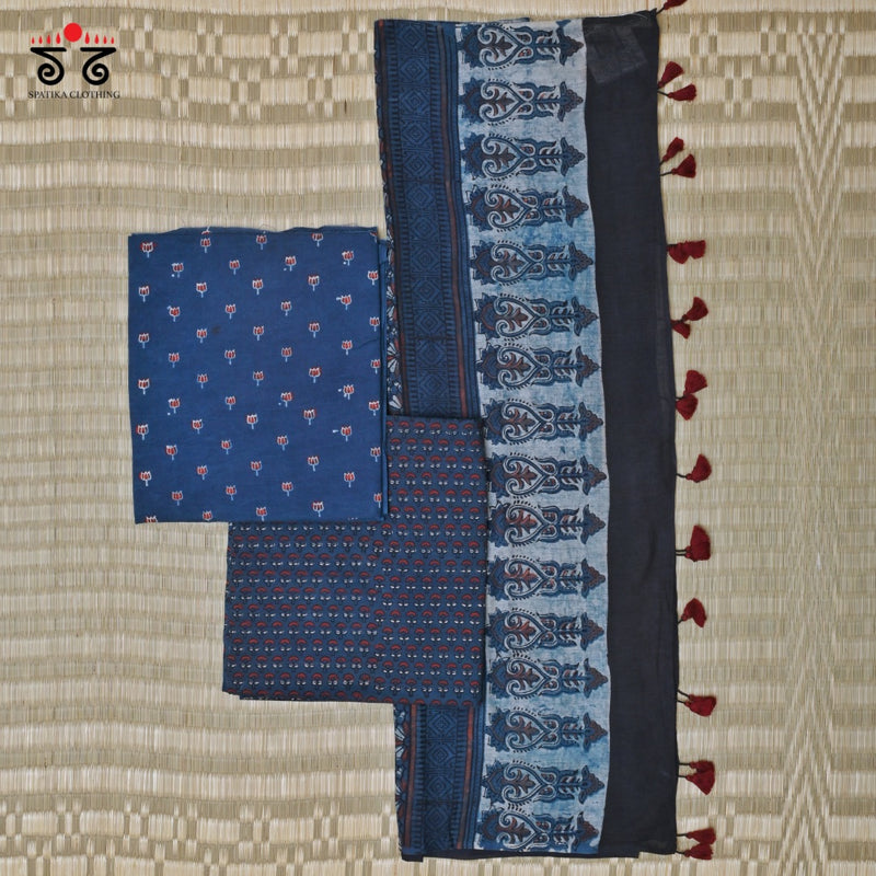 Ajrak Hand - Blockprinted Fabric Set Of 3