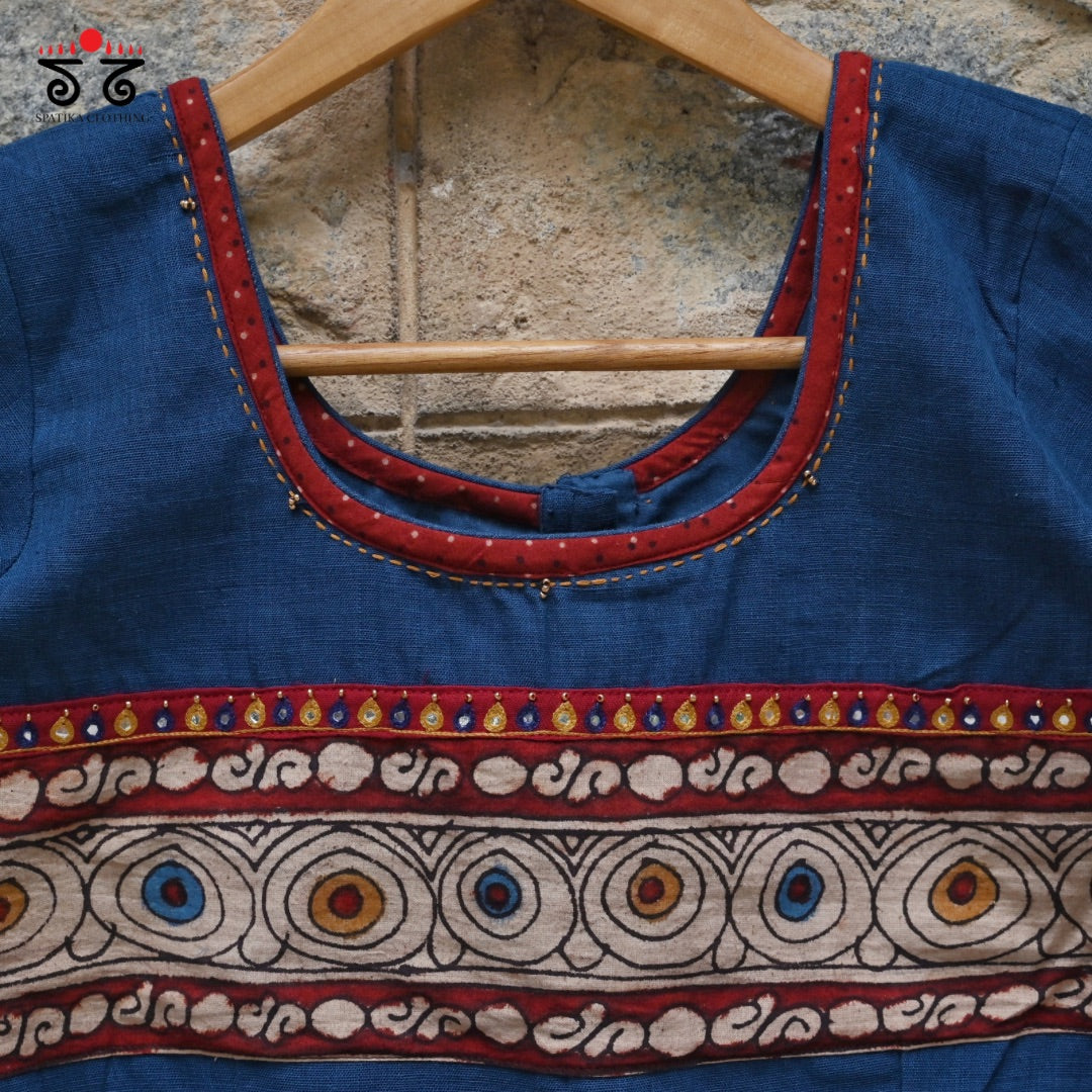 Boondh Pen Kalamkari Handembroidered  Blouse
