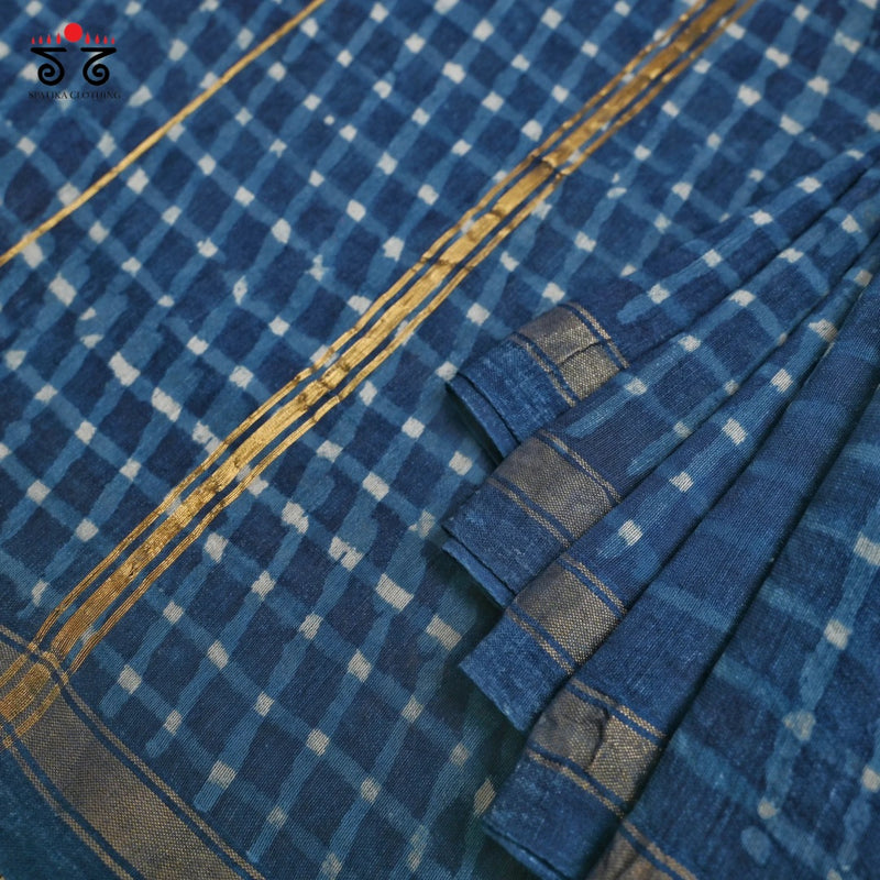 Hand block Print on Chanderi Silk Cotton Saree