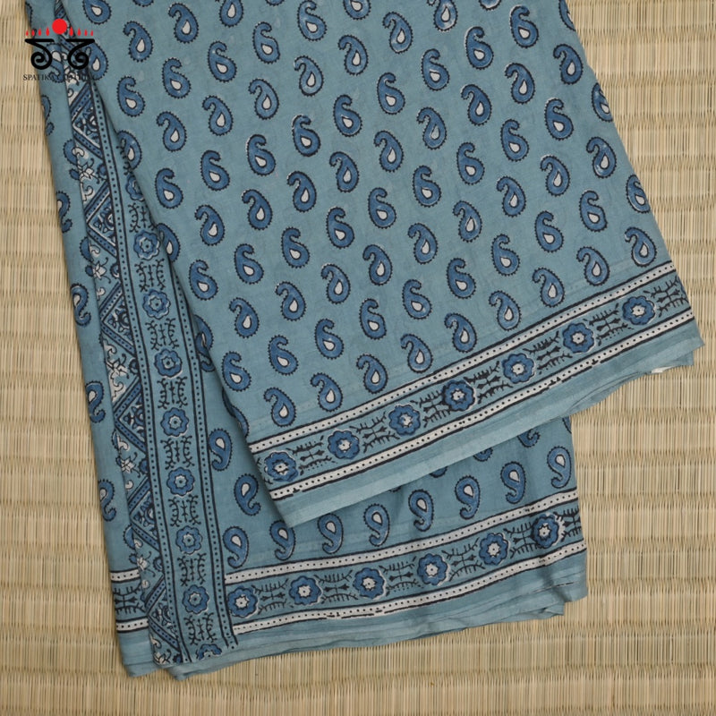 Ajrak on Mulmul Cotton Saree