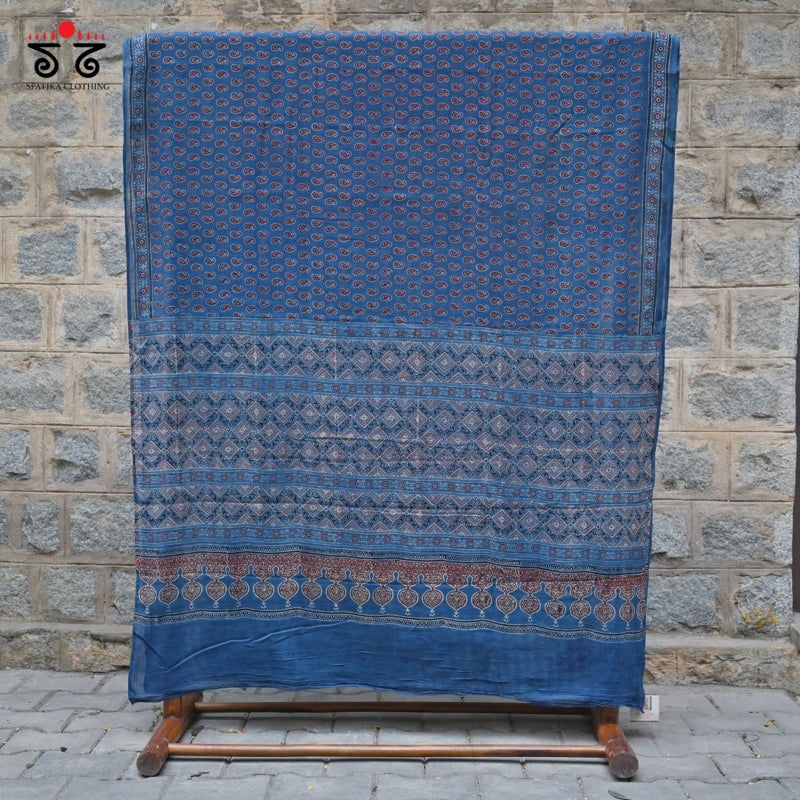 Ajrak on Mulmul Cotton Saree