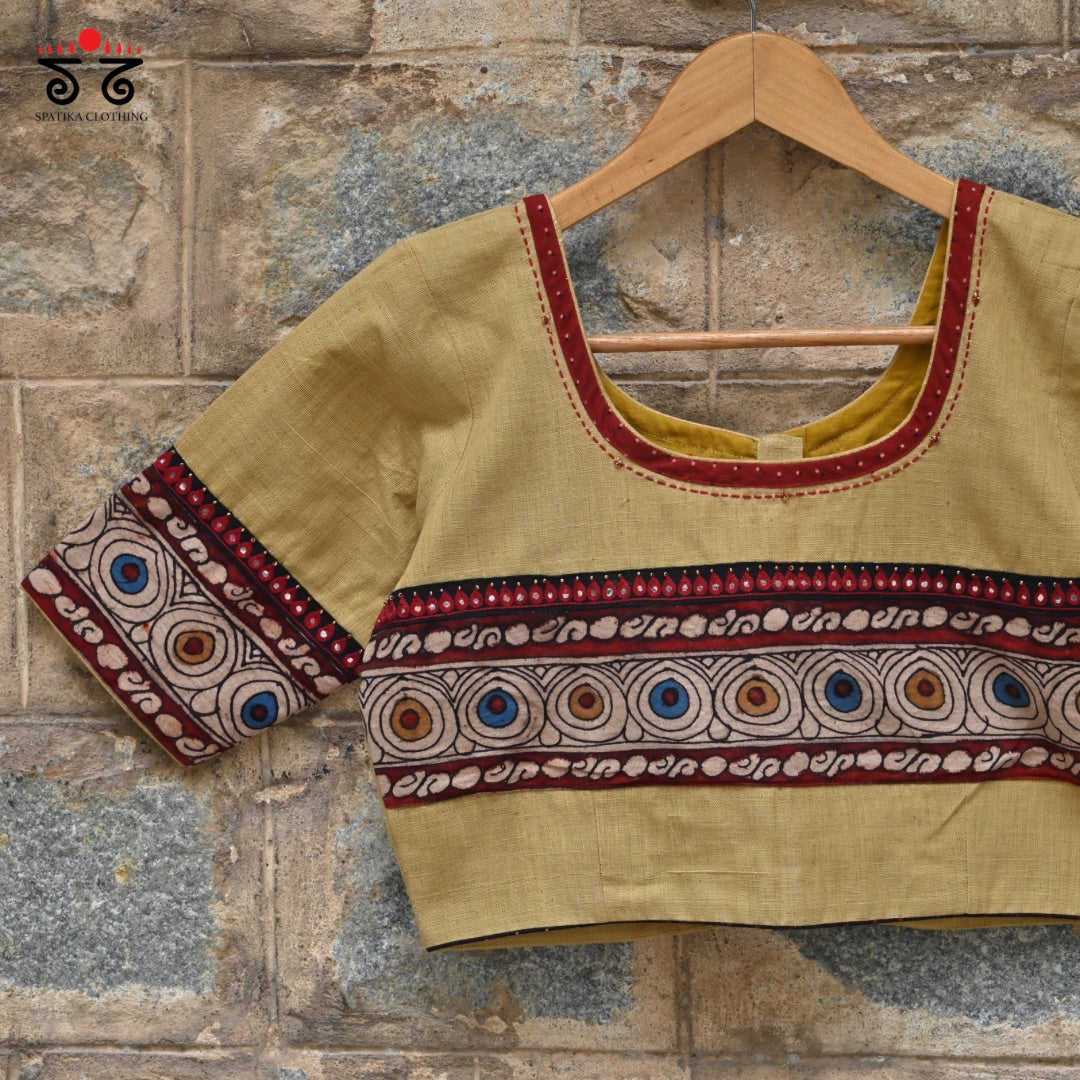 Boondh Pen Kalamkari Handembroidered  Blouse