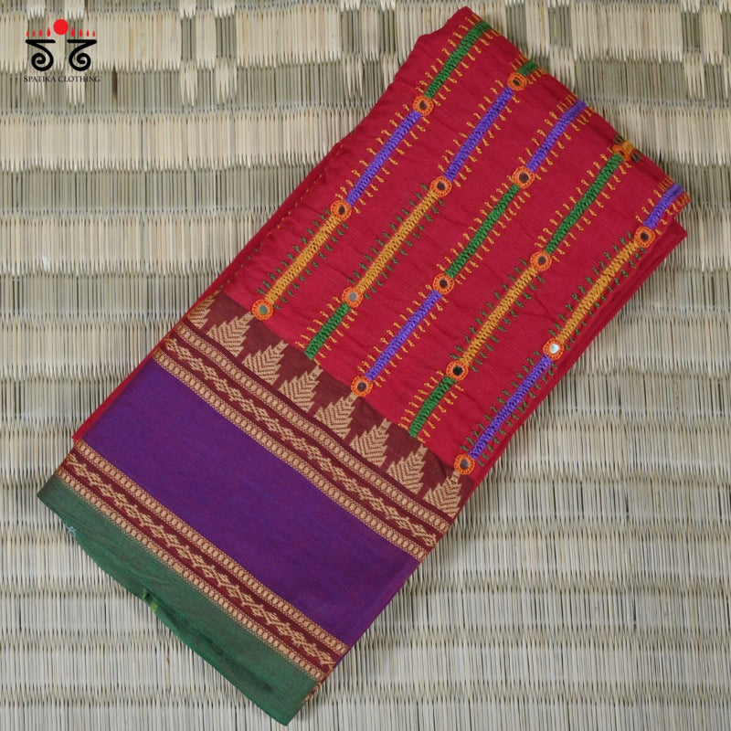 Chettinad Cotton - Banjara Hand Embroidered Blouse Fabric