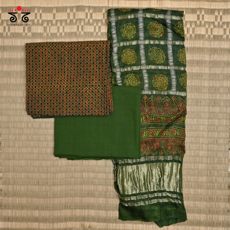 Ajrak Hand - Blockprinted Fabric Set Of 3