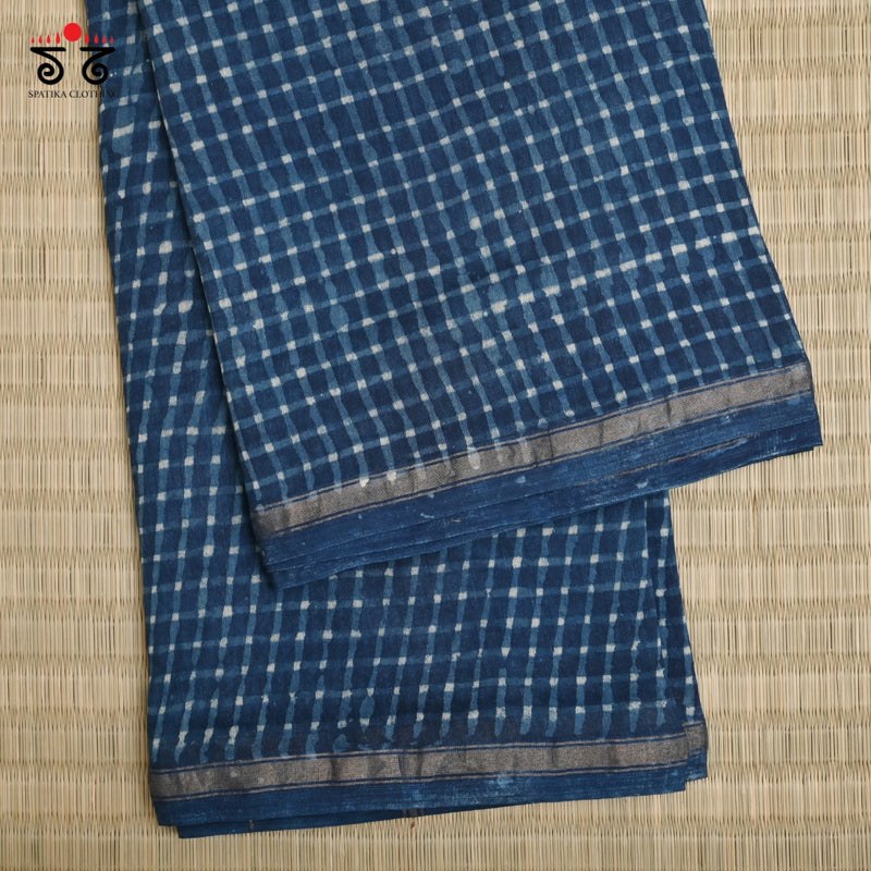 Hand block Print on Chanderi Silk Cotton Saree