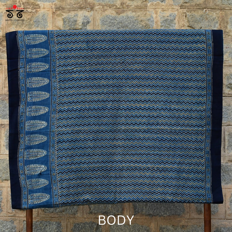 Ajrak on Mulmul Cotton Saree