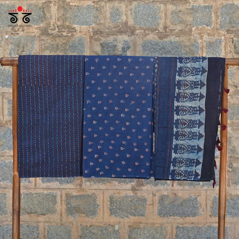 Ajrak Hand - Blockprinted Fabric Set Of 3