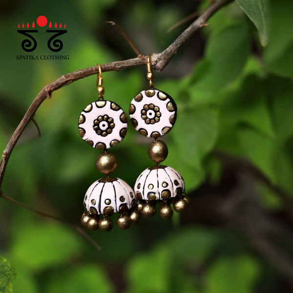 Terracotta Jhumkas Spatika Clothing