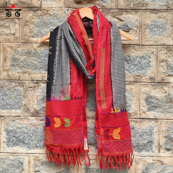 Ikat-Lambani Hand Embroidered Dupatta
