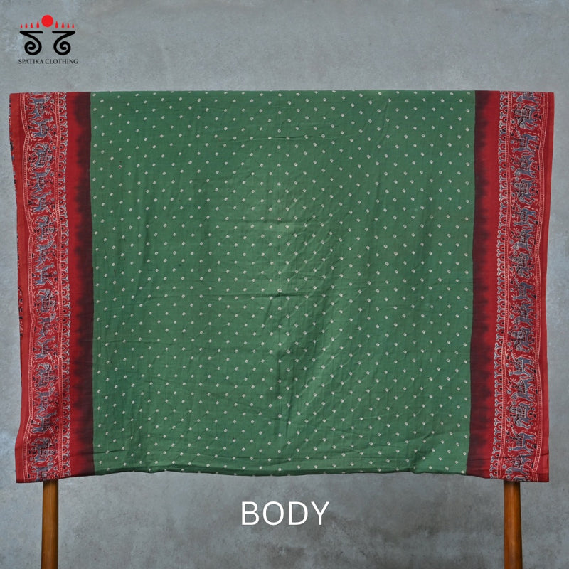 Ajrak Bandhani on Mulmul Cotton Saree