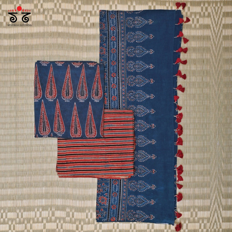 Ajrak Hand - Blockprinted Fabric Set Of 3