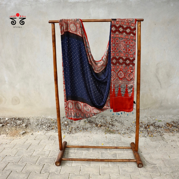 Ajrak Bandhani on Modal Silk Saree