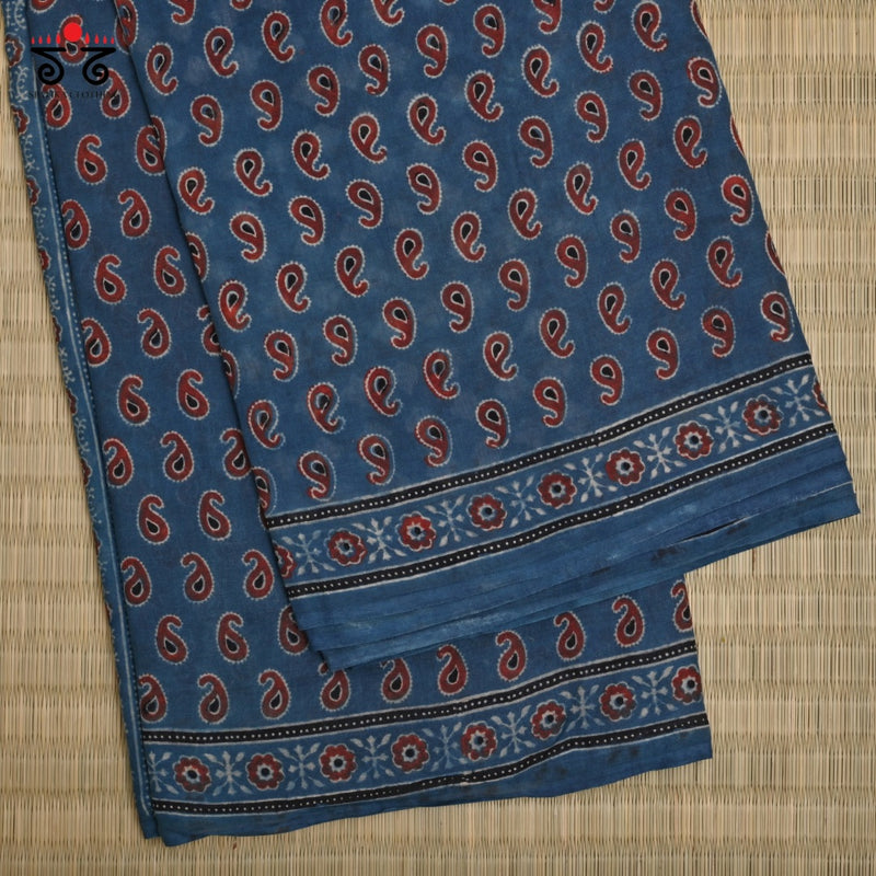 Ajrak on Mulmul Cotton Saree